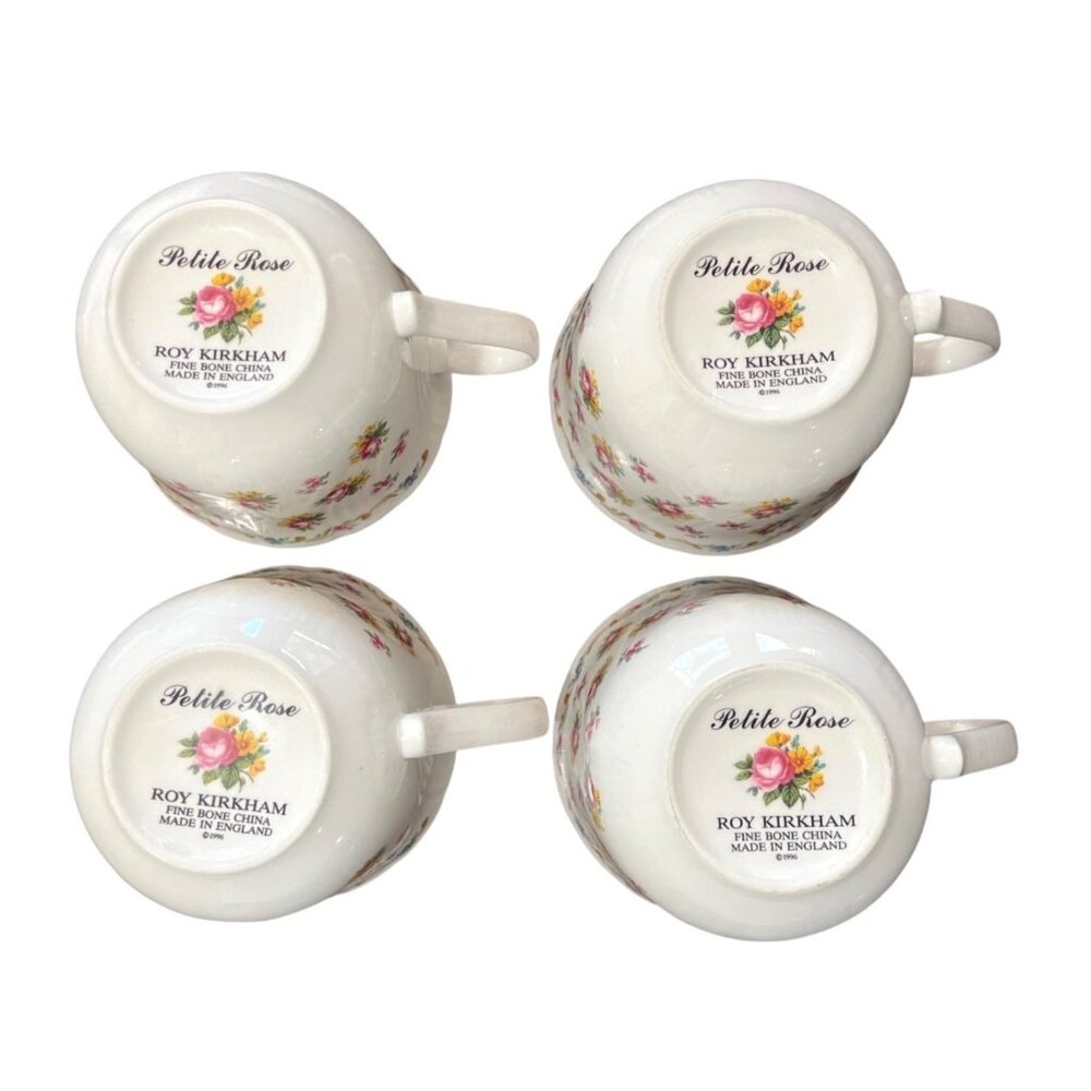 Roy Kirkham Petite Rose Fine Bone China 1996 Cup & Saucer Set Of 4 - Picture 2 of 6